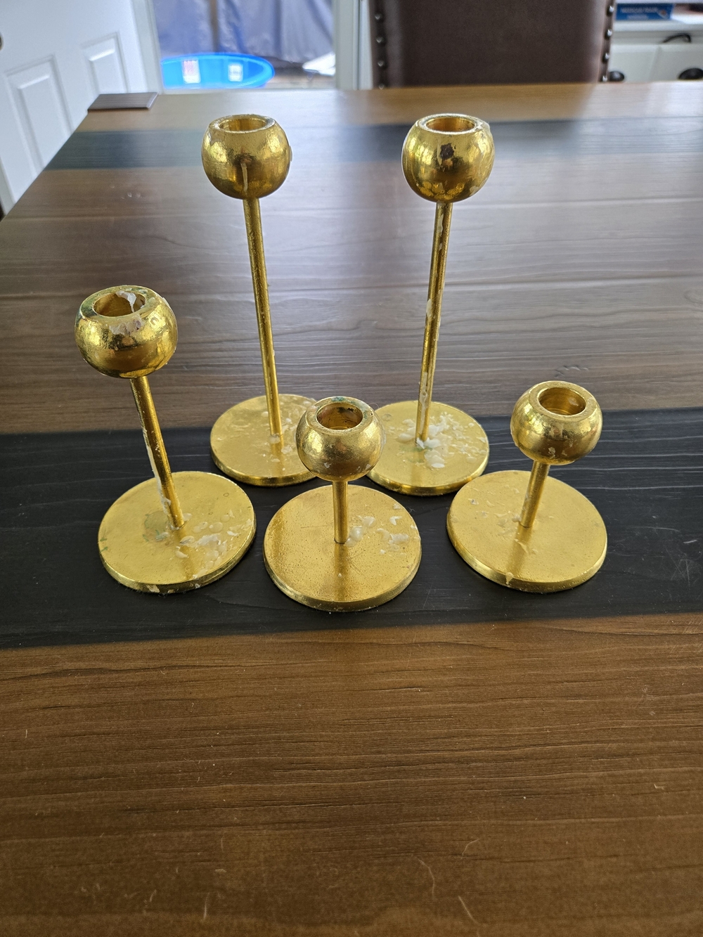 West Elm Modern Brass Candlesticks X Aaron Probyn Collab S/5